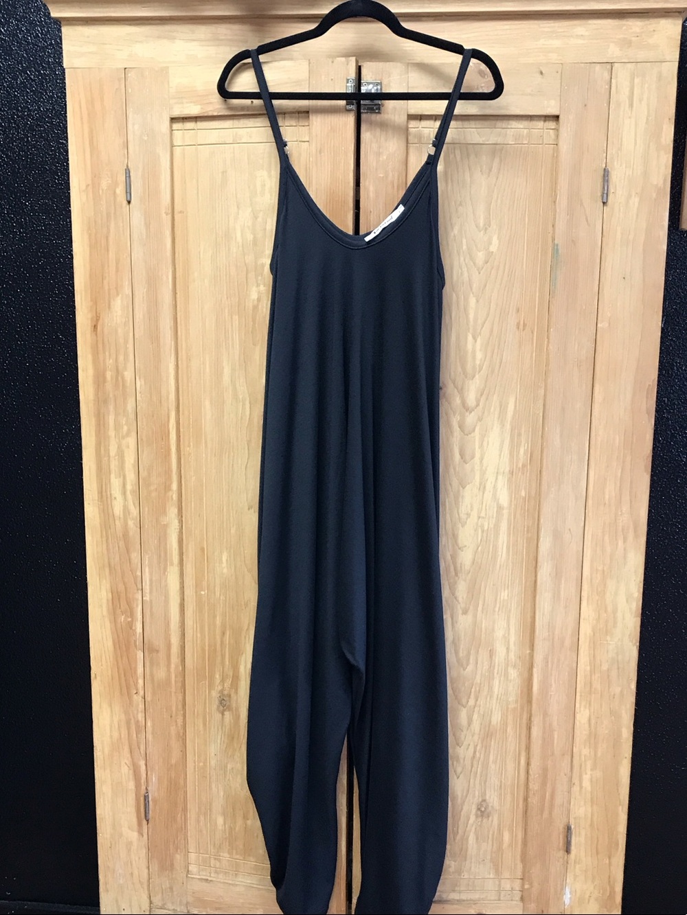 Three Bird Nest Black Wide-Leg Jumpsuit with Spaghetti Straps